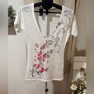 Hot Leathers Women’s XL Burnout V-Neck Tee – Floral Print, Feminine & Sexy